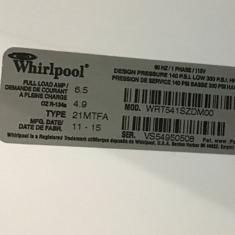 Used Whirlpool Refrigerator Model No. WRT541SZDM00
