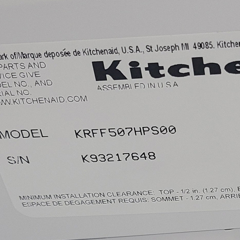 Used KitchenAid Refrigerator Model No. KRFF507HPS00