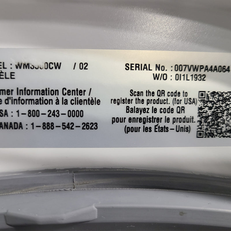 Used LG Washer and Dryer Set Model No. WM3500CW - DLE3500W
