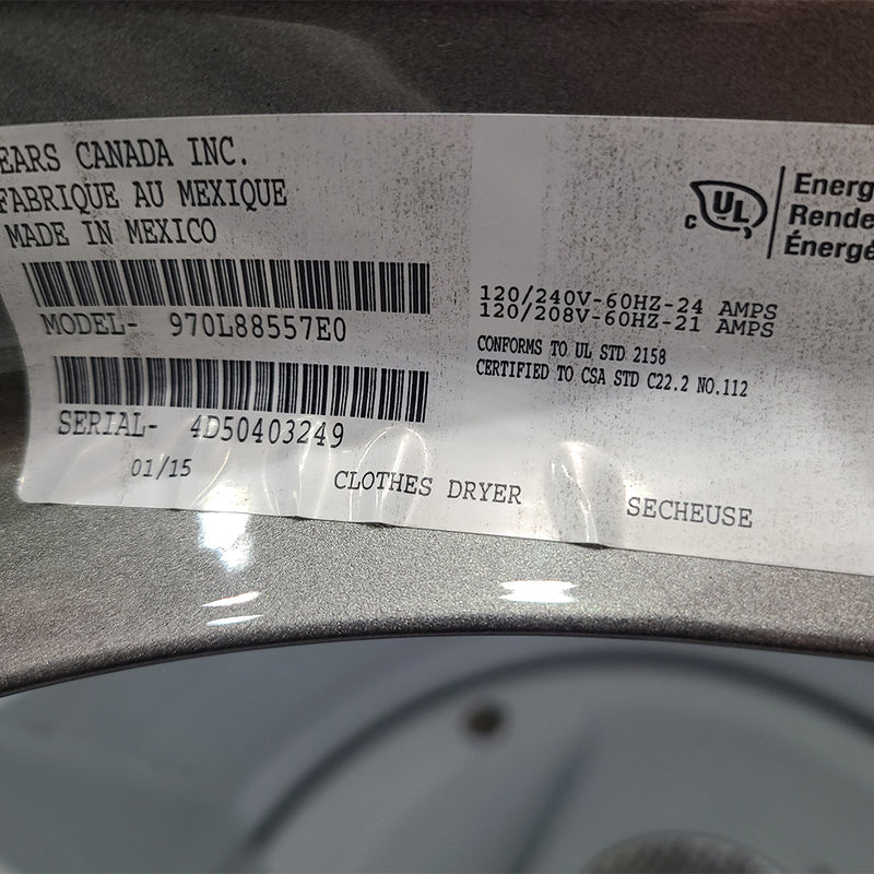 Used Kenmore Washer and Dryer Set Model No. 970L88557E0