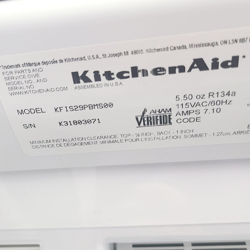 Used KitchenAid Refrigerator Model No. KF1S29PBMS00