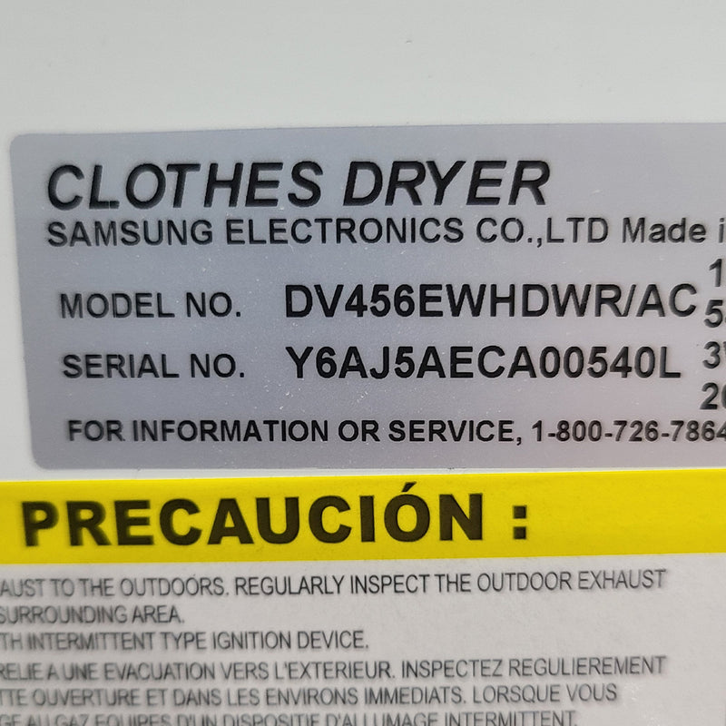 Used Samsung Washer and Dryer Set Model WA456DRHDWR/AA - DV456EWHDWR/AC
