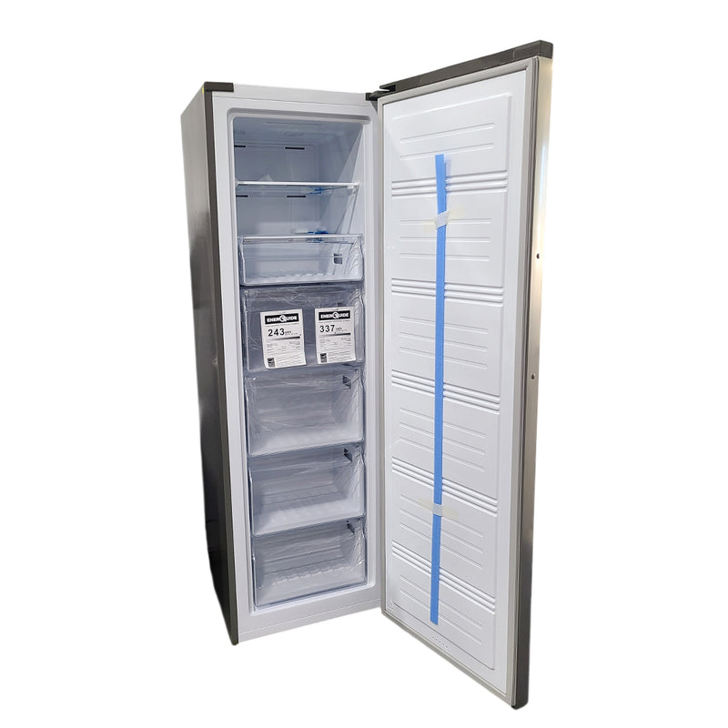 Open Box Hisense Convertible Upright Freezer or Fridge Model No. FV10C7HSE, Serial No. 1B0274Z0132JB7YGUS40353