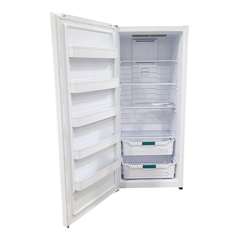 Open Box Hisense Convertible Upright Freezer or Fridge Model No. FV21C7HWE, Serial No. 1B0590Z0134JBAUSGS70022