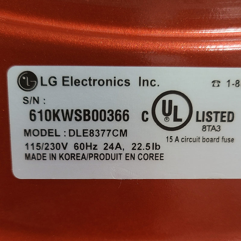 Used LG Electric Dryer Model No. DLE8377CM