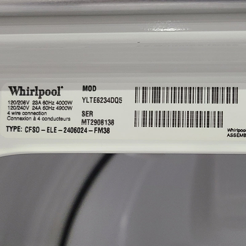 Used Whirlpool Laundry Center Model No. YLTE6234DQ5