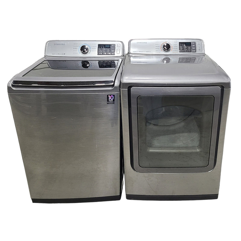 Used Samsung Washer and Dryer Set Model No. WA50M7450AP/A4 - DVE50M7450P/AC