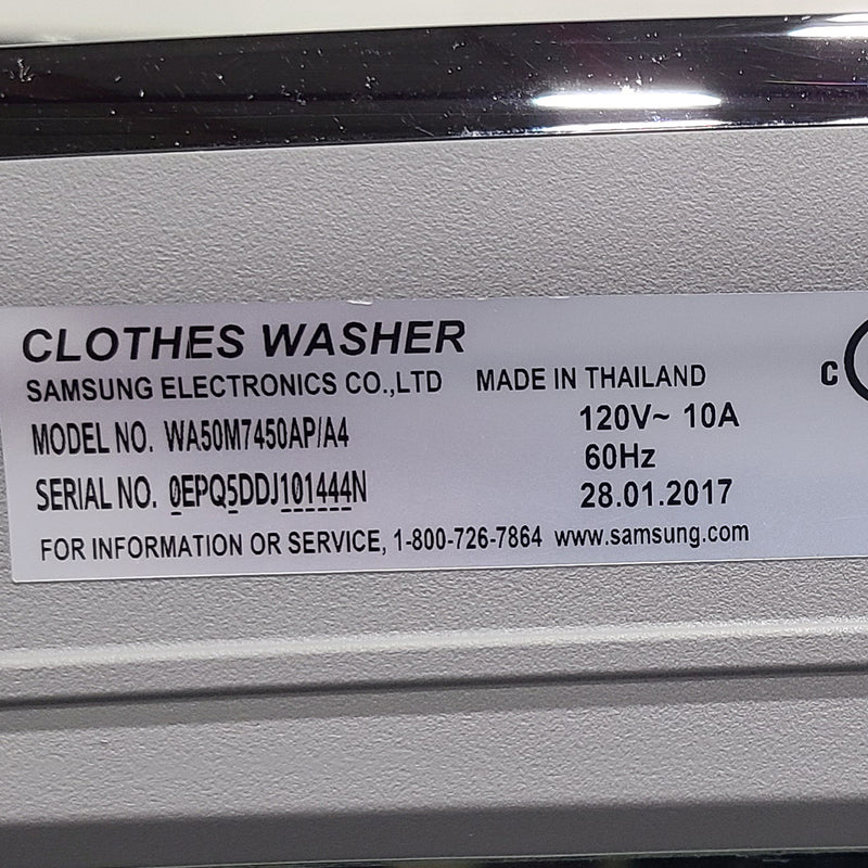 Used Samsung Washer and Dryer Set Model No. WA50M7450AP/A4 - DVE50M7450P/AC