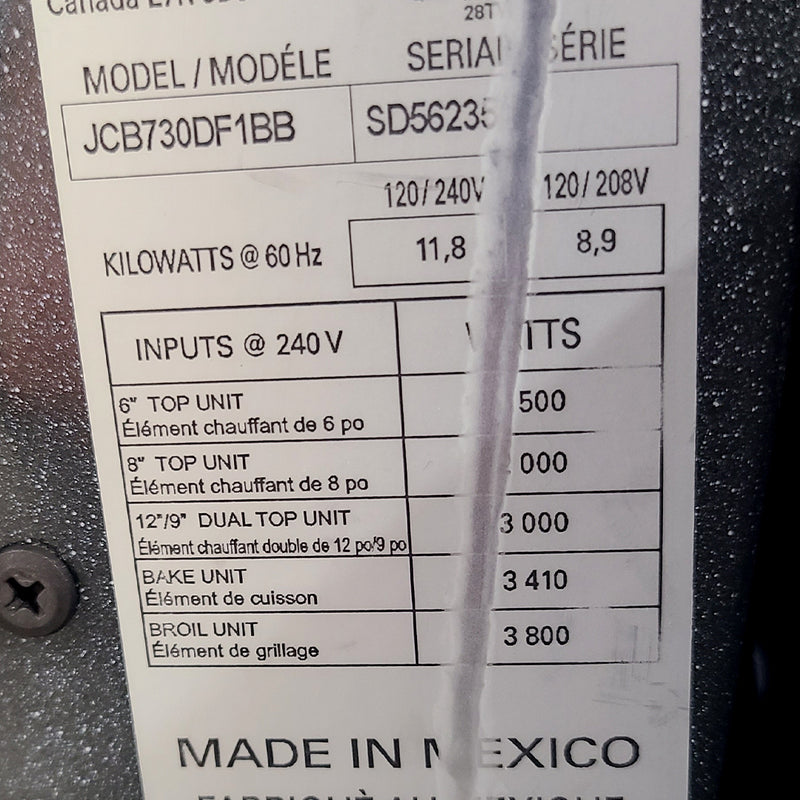 Used GE Electric Stove Model No JCB730DF1BB