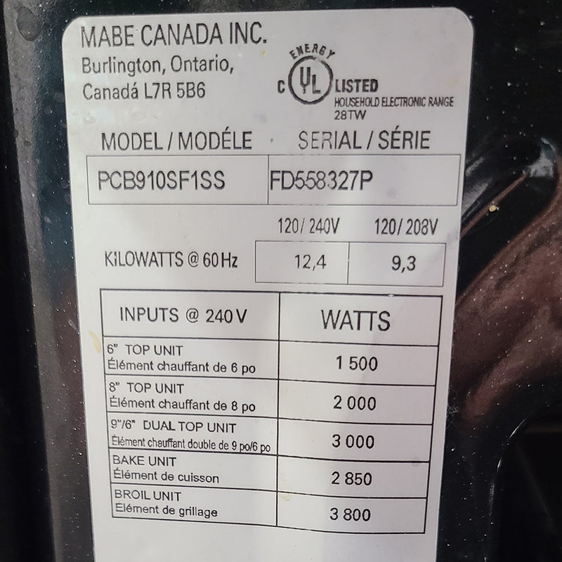 Used GE Electric Stove Model No. PCB910SF1SS
