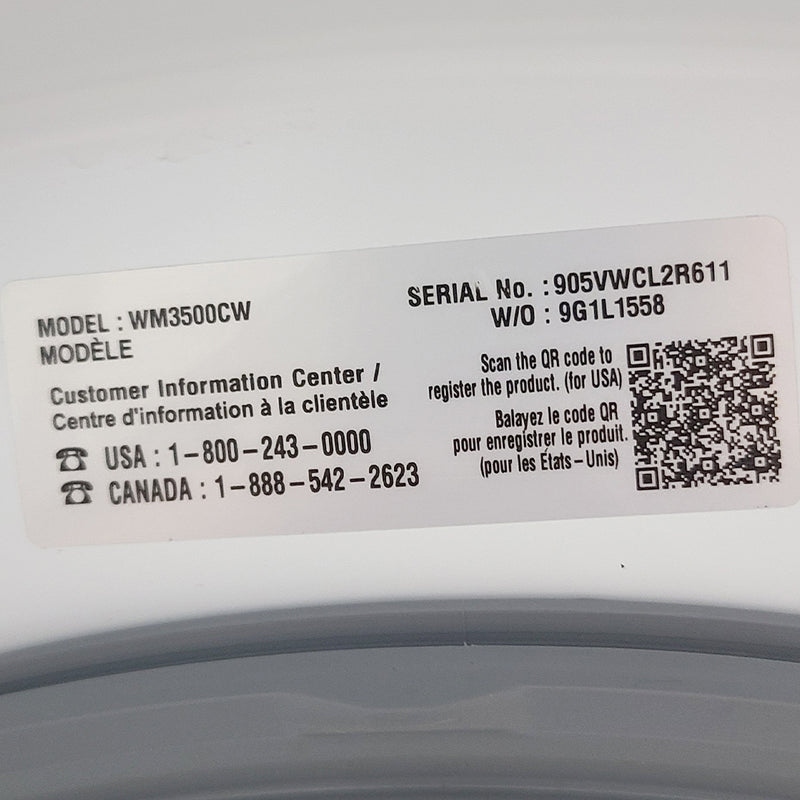 Used LG Washer Model No. WM3500CW