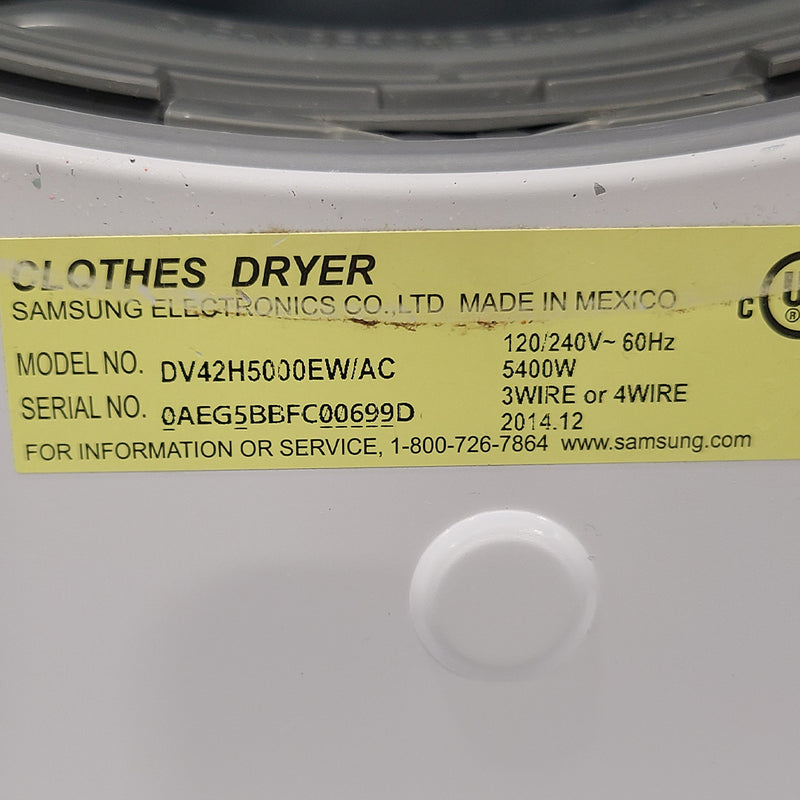 Used Samsung Electric Dryer Model No. DV42H5000EW/AC