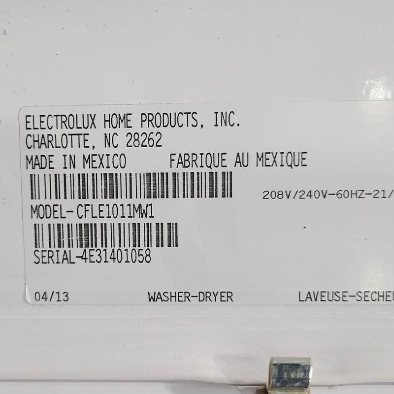 Used Frigidaire Laundry Center Model No. CFLE1011MW1