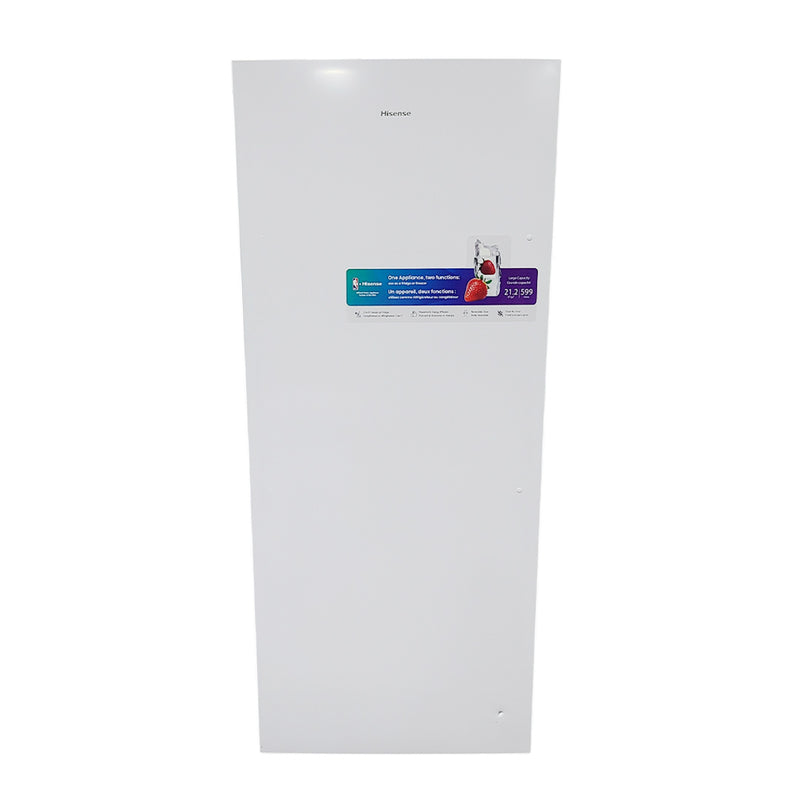 Open Box Hisense Convertible Upright Freezer or Fridge Model No. FV21C7HWE Serial No.: 1B0590Z0134JB8WK6S70302