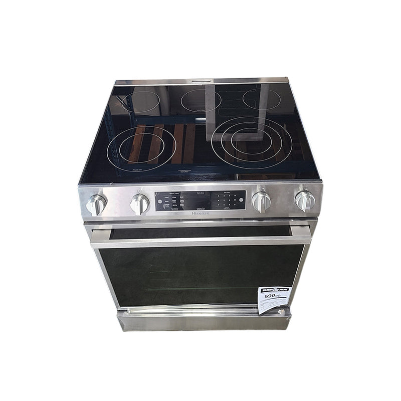 Open Box Hisense Electric Stove Model No. HFE3501CPS Serial No.: 51930201