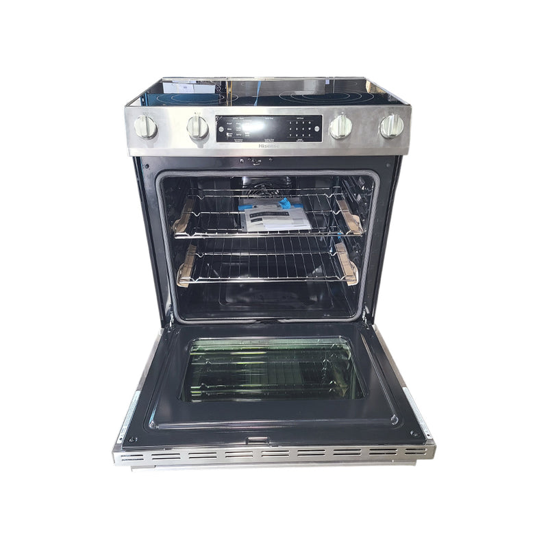 Open Box Hisense Electric Stove Model No. HFE3501CPS Serial No.: 51930201