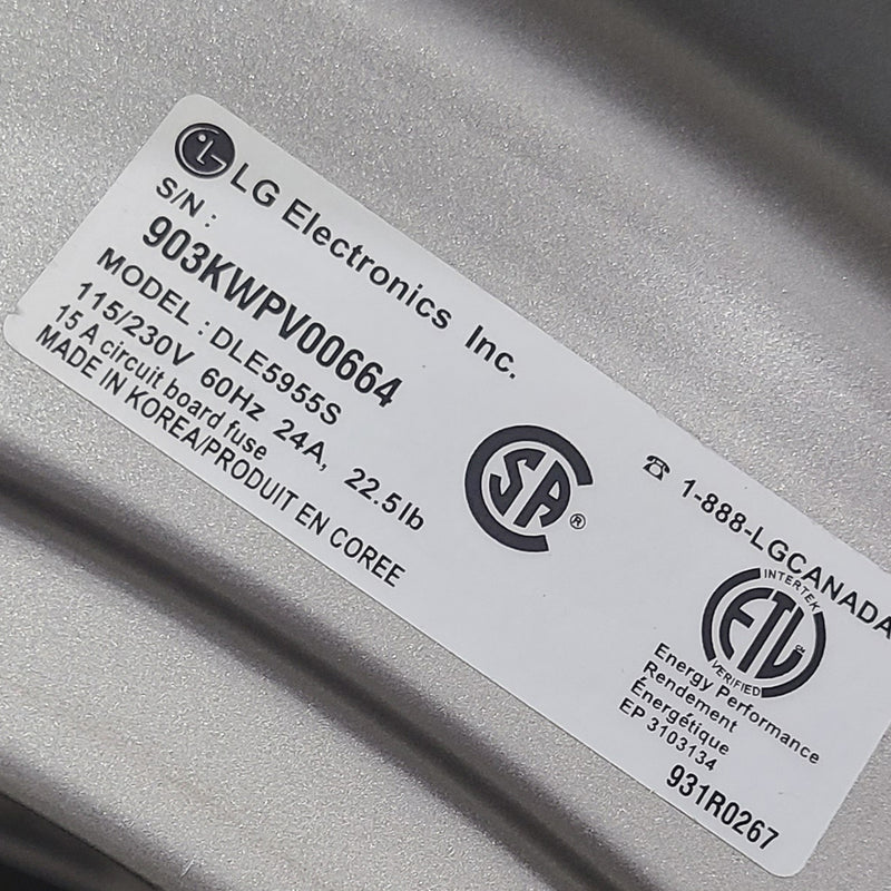 Used LG Washer and Dryer Set Model No. WM2355CS - DLE5955S