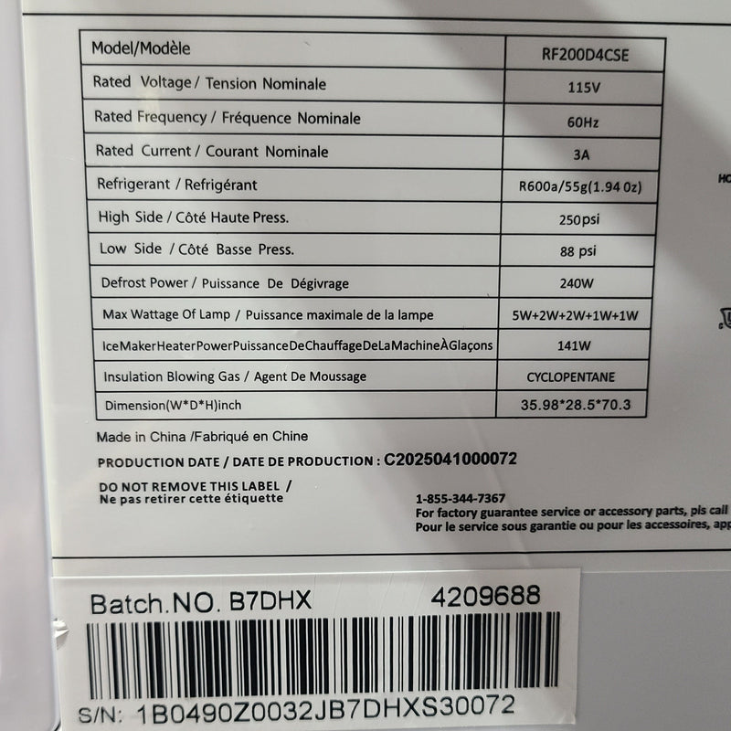 Open Box Hisense 36 in 19.8 cu ft. Counter Depth 4-Door French Door Refrigerator with Water and Ice Dispenser Mod