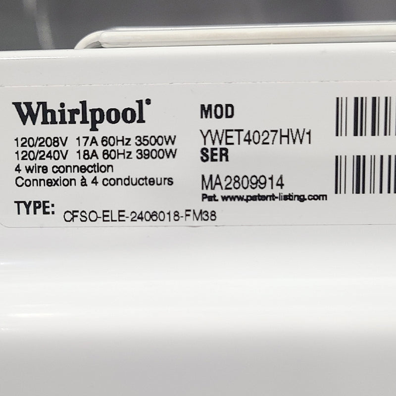 Used Whirlpool 27" Laundry Center Model No. YWET4027HW1
