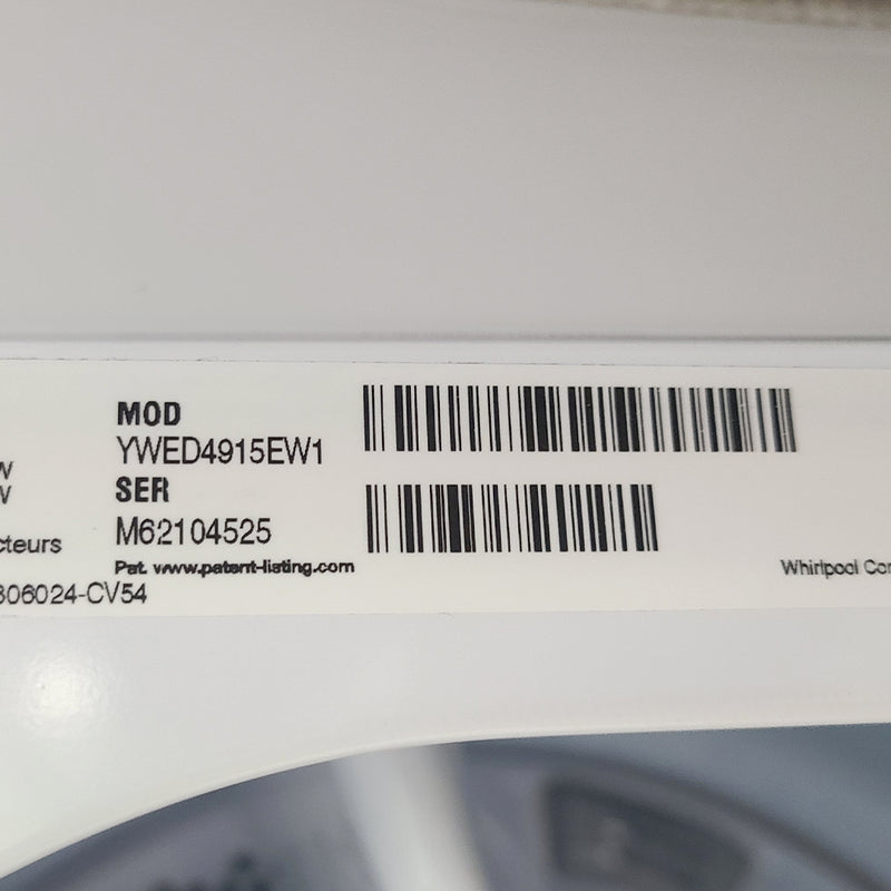 Used Whirlpool Electric Dryer Model No. YWED4915EW1