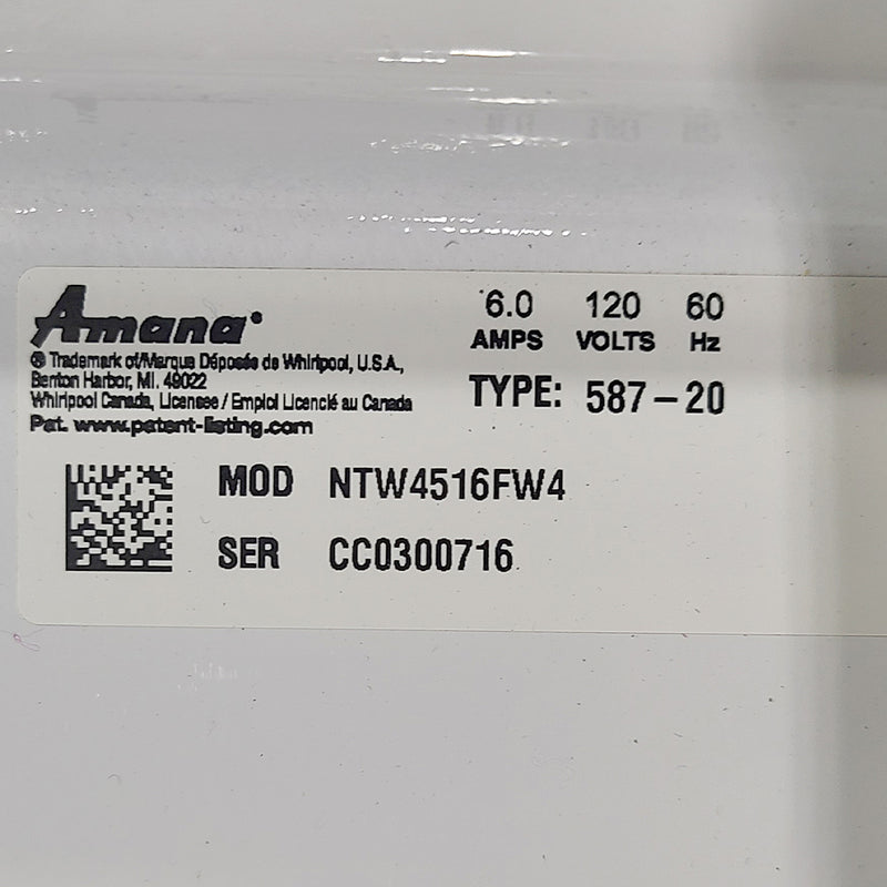 Used Amana Washer Model No. NTW4516FW4