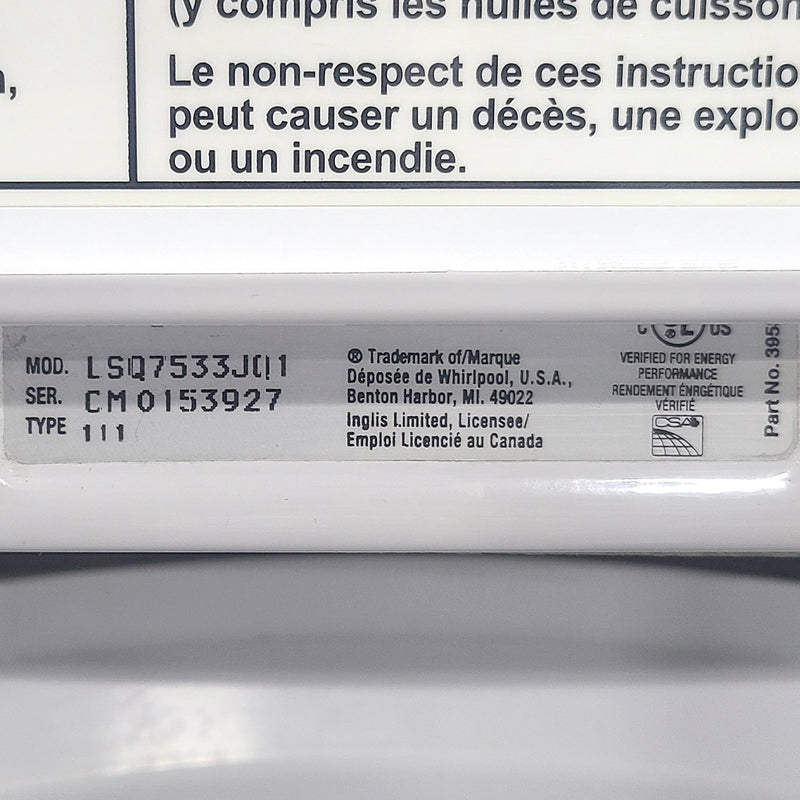 Used Whirlpool Washer Model No. LSQ7533JQ1