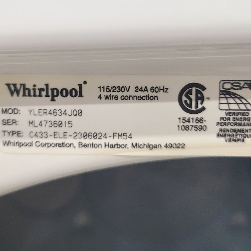 Used Whirlpool Washer and Dryer Set Model No. LSQ7533JQ1 - YLER4634JQ0