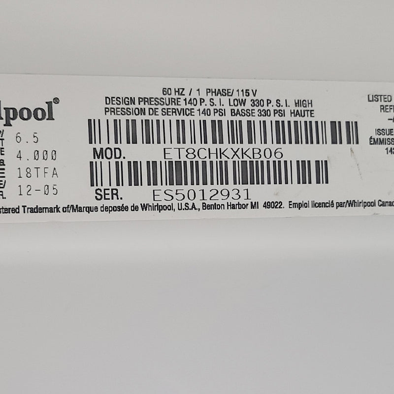 Used Whirlpool Refrigerator Model No. ET8CHKXKB06
