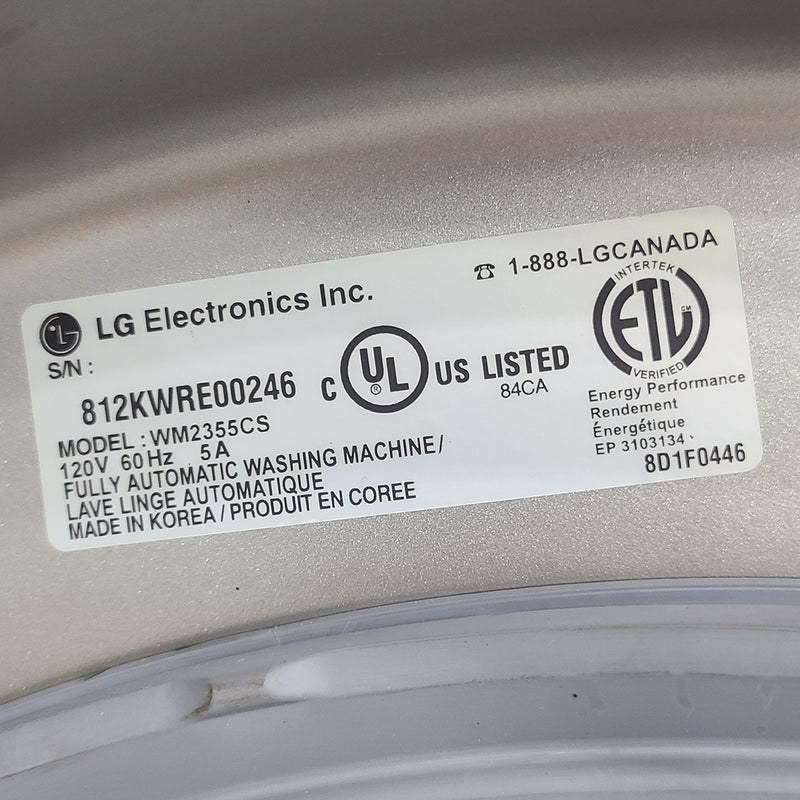 Used LG Washer and Gas Dryer Set Model No. WM2355CS - DLG5966S