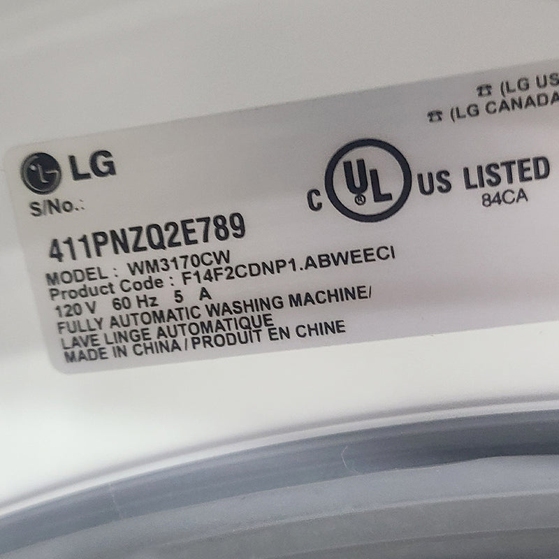 Used LG Washer and Dryer Set Model No. WM3170CW-DLE3170W