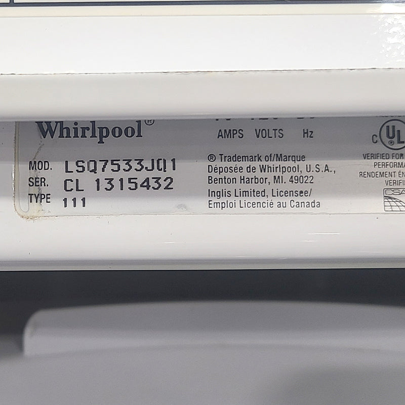 Used Whirlpool Washer Model No. LSQ7533JQ1 - Serial No.: CL1315432