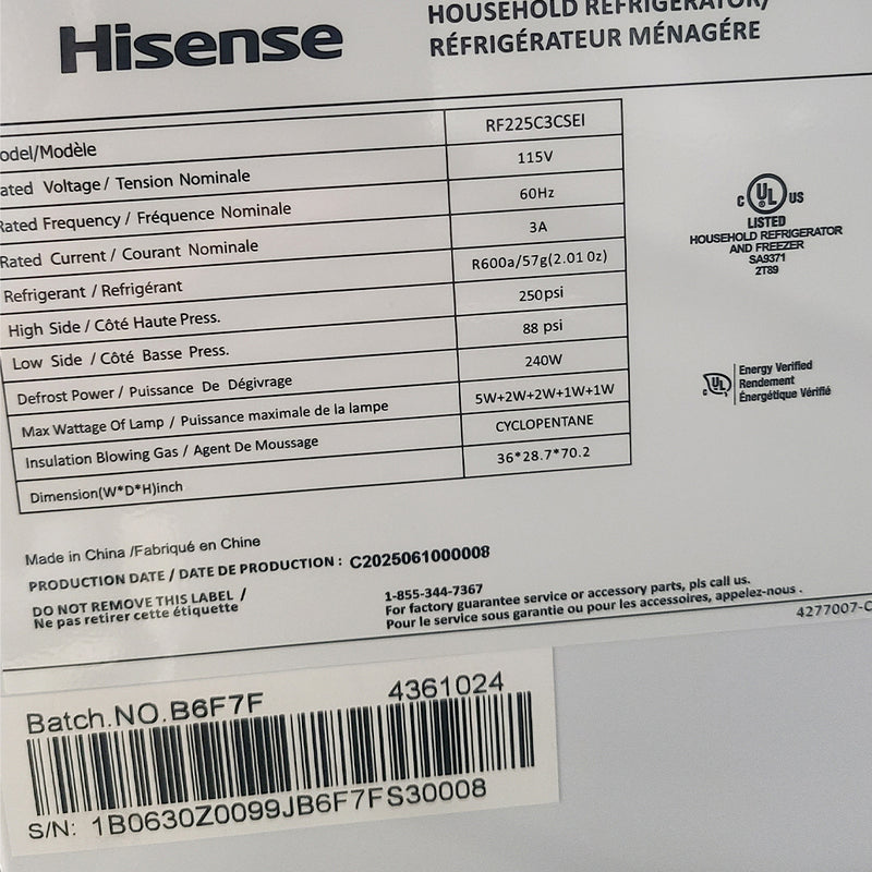 Open Box Hisense 36in 22.5cu ft. Counter Depth French Door Refrigerator with Water Dispenser and Ice Maker Mod