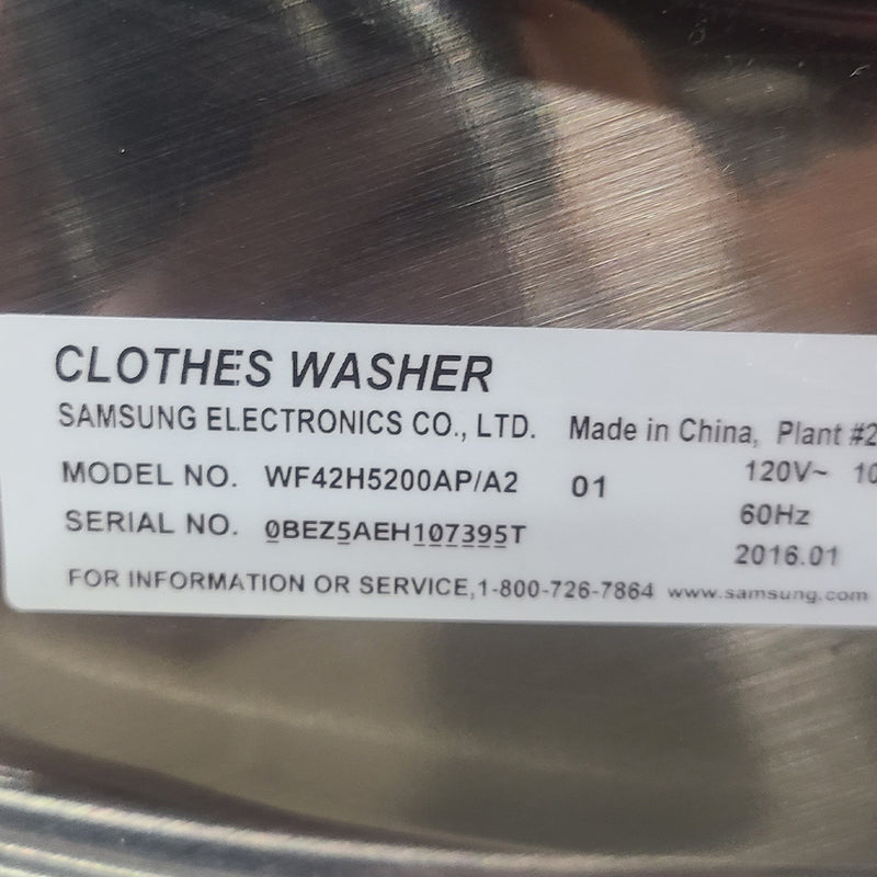 Used Samsung Washer and Dryer Set Model No. WF42H5200AP/A2 – DV42H5200EP/AC