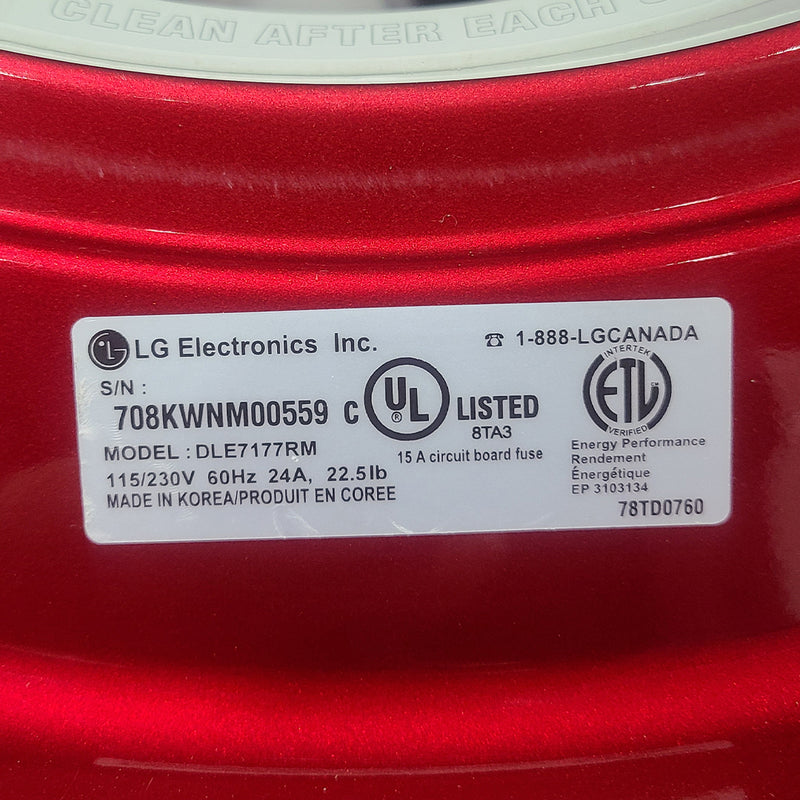 Used LG Washer and Dryer Set Model No. WM2487HRM - DLE7177RM