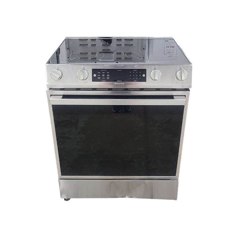 Open Box Hisense Electric Stove Model No. HFE3501CPS, Serial No.: 52530251