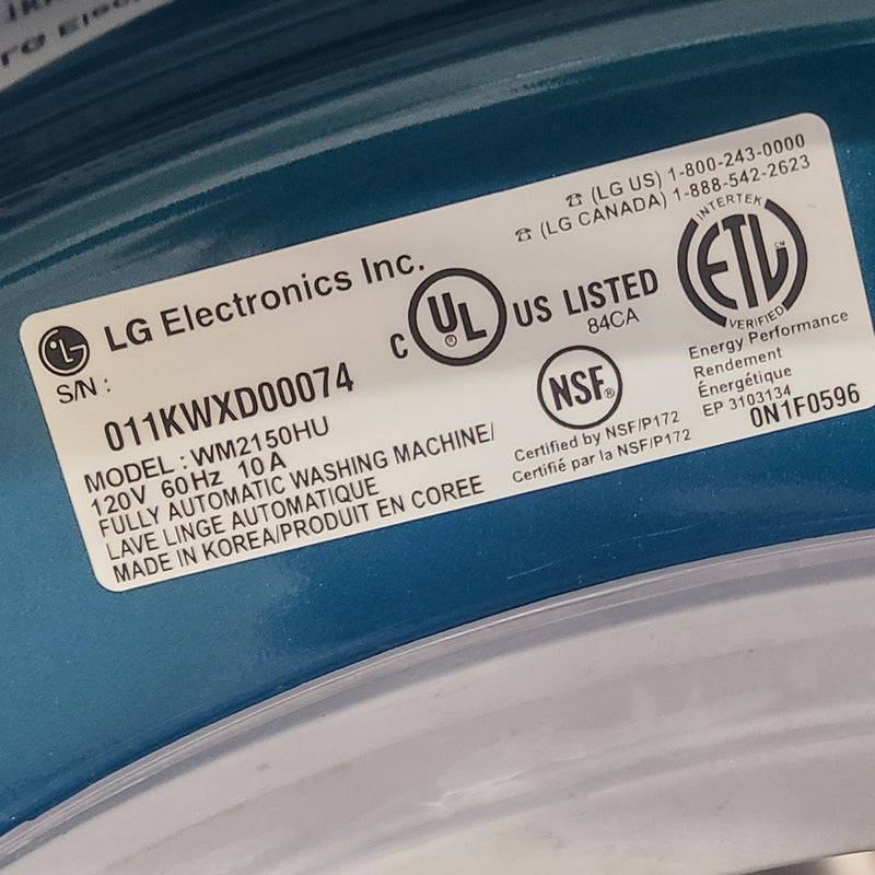 Used LG Washer and Dryer Set Model No. WM2150HU-DLE2150U