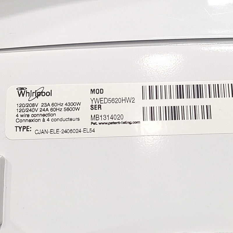 Used Whirlpool Washer and Dryer Set Model No. WFW560CHW3-YWED5620HW2