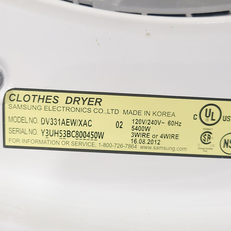 Used Samsung Washer and Dryer Set Model No. WF331ANW-DV331AEW