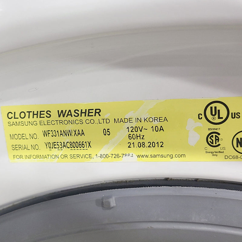 Used Samsung Washer and Dryer Set Model No. WF331ANW-DV331AEW