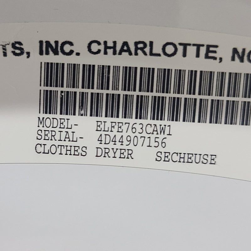 Used Electrolux Dryer Model No. ELFE763CAW1