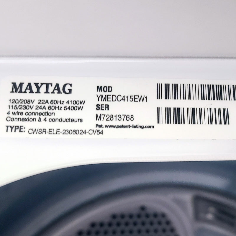 Used Maytag Electric Dryer Model No. YMEDC415EW1