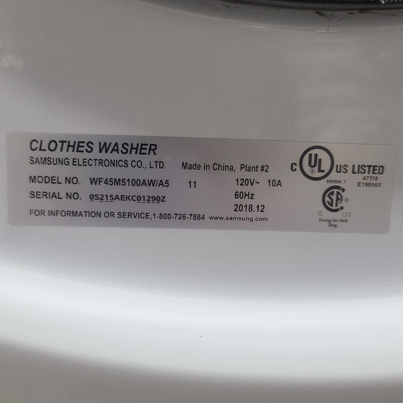 Used Samsung Washer Model No. WF45M5100AW/A5