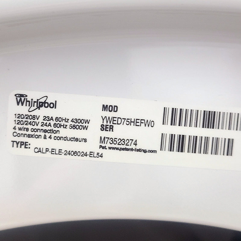 Used Whirlpool Dryer Model No. YWED75HEFW0
