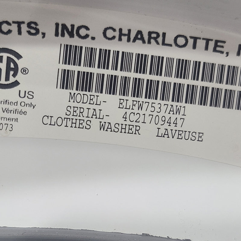 Used Electrolux Washer and Dryer Set Model No. ELFW7537AW1 - ELFE763CAW1