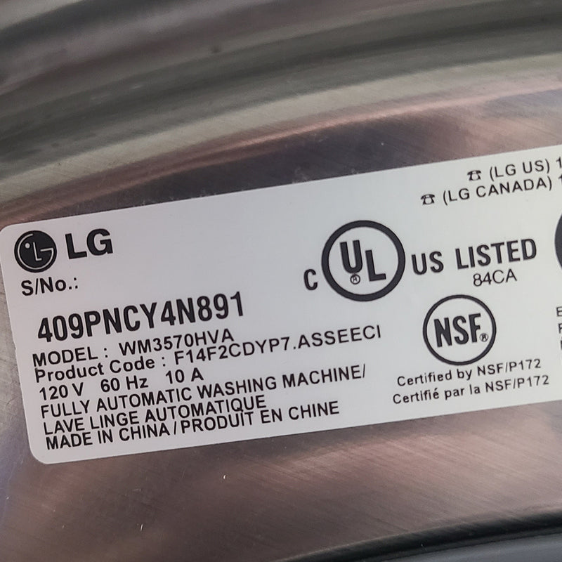Used LG Washer Model No. WM3570HVA