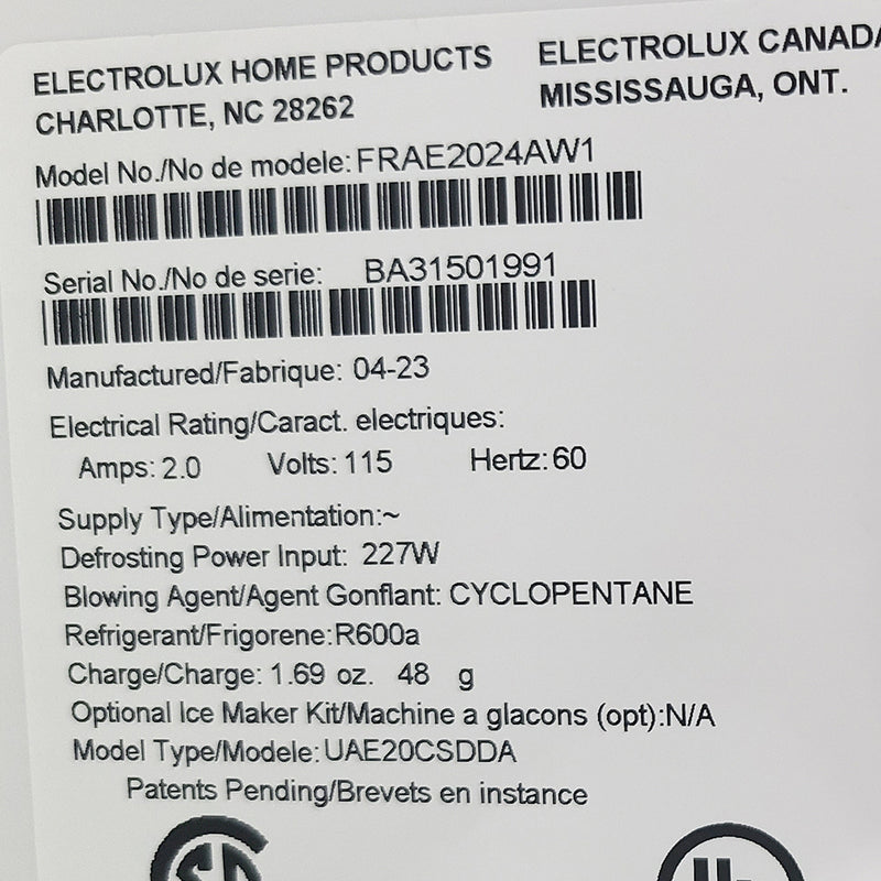 Used Frigidaire All Refrigerator, 32 inch Width, 19.6 cu. ft. Capacity Mod