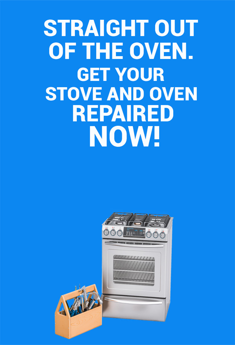 Stove and a tools box in the Stove and Oven Repair Banner
