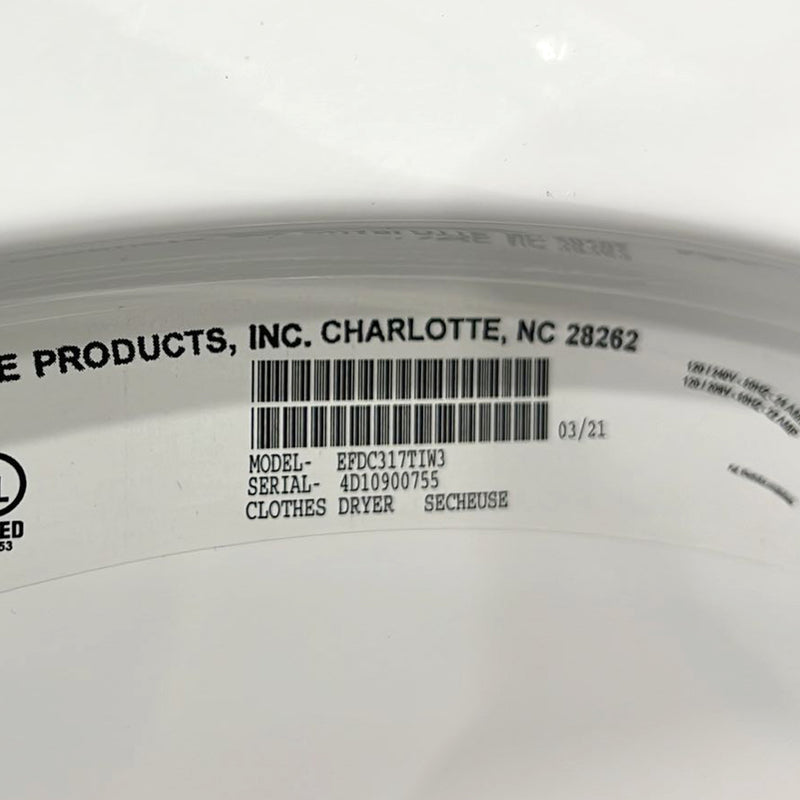 Used Electrolux Washer and Dryer Set Model No. EFLW317T1W3 – EFD317T1W3