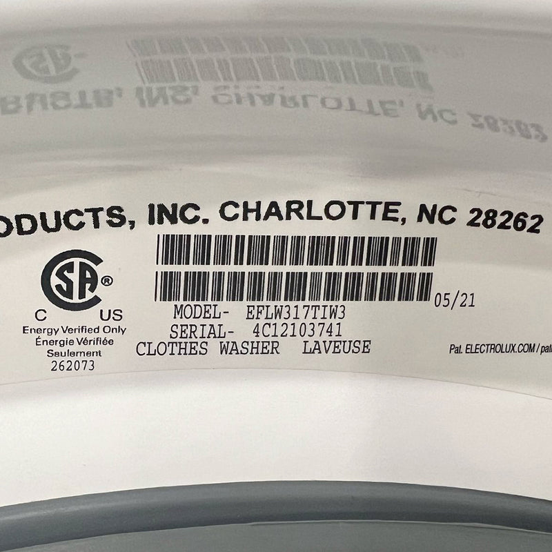 Used Electrolux Washer and Dryer Set Model No. EFLW317T1W3 – EFD317T1W3