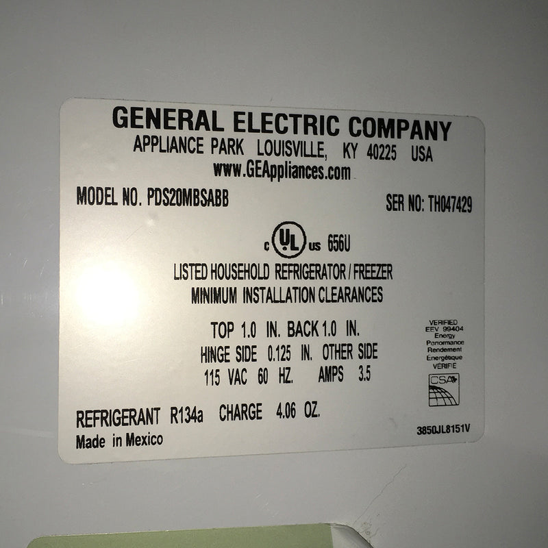 GE Refrigerator Model No. PDS20MBSABB
